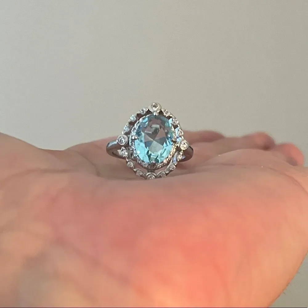 The Marina Statement Ring in Topaz and 925 sz 8